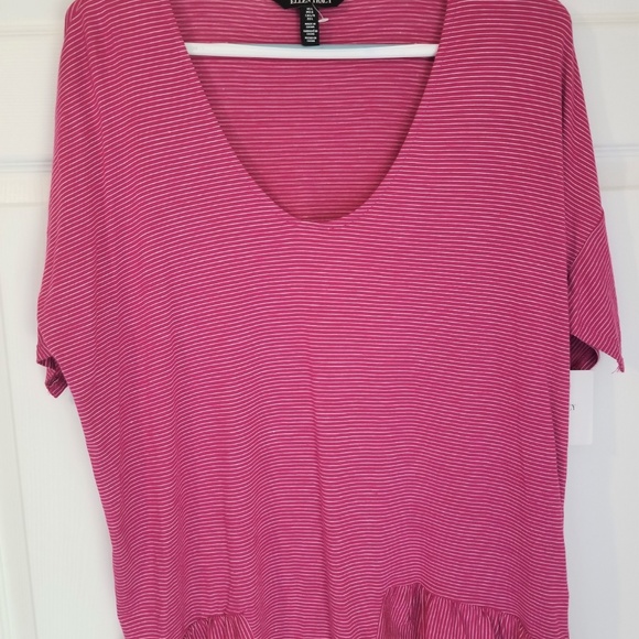 Ellen Tracy Hi Lo Knit Top NWT Large Orchid White - Picture 3 of 7